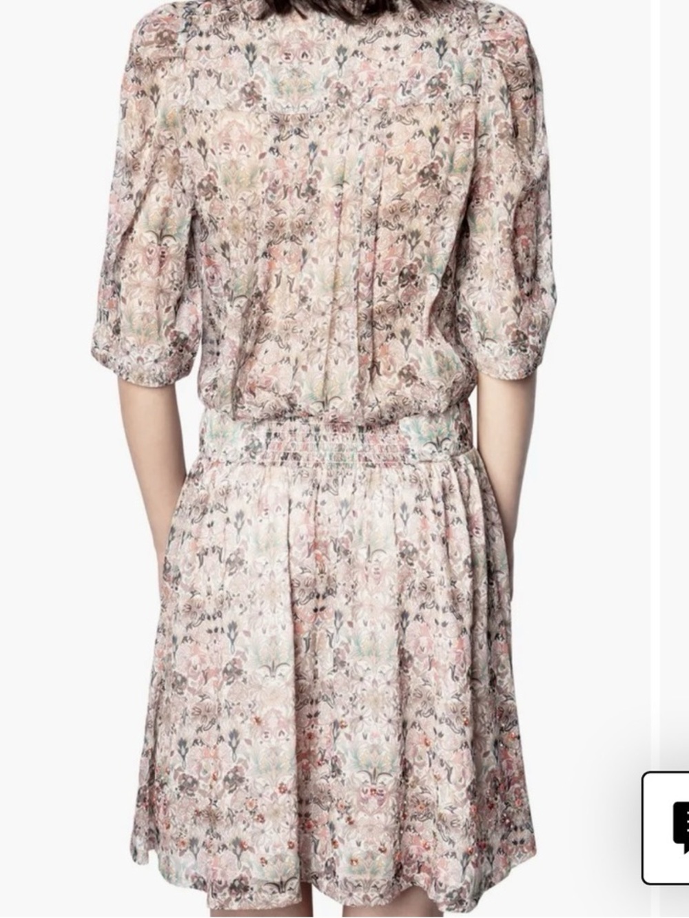Zadig & Voltaire Blush Floral Tie-Neck Rewel Mousseline Mini Dress. NWT - Picture 3 of 16